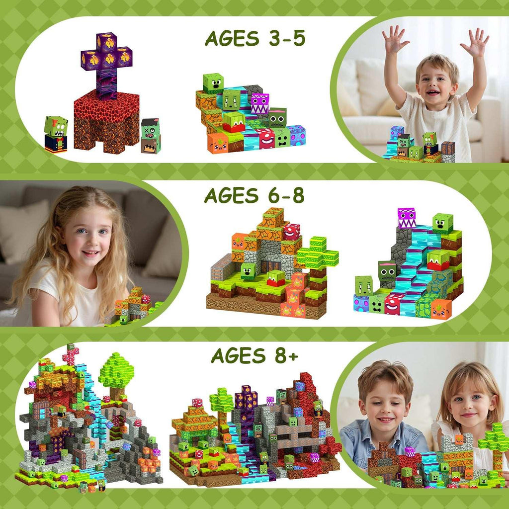 Plants vs. Zombies - 100/150 PCS Magnetic Building Blocks Cubes, Magnet Toys for Kids Age 3+, Toy Building Set for Kids, Magnets Stacking Construction Birthday Gifts for Boys Girls Age 4-8, 8-12