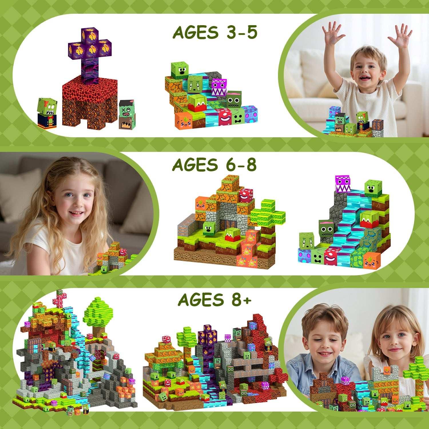 Plants vs. Zombies - 100/150 PCS Magnetic Building Blocks Cubes, Magnet Toys for Kids Age 3+, Toy Building Set for Kids, Magnets Stacking Construction Birthday Gifts for Boys Girls Age 4-8, 8-12