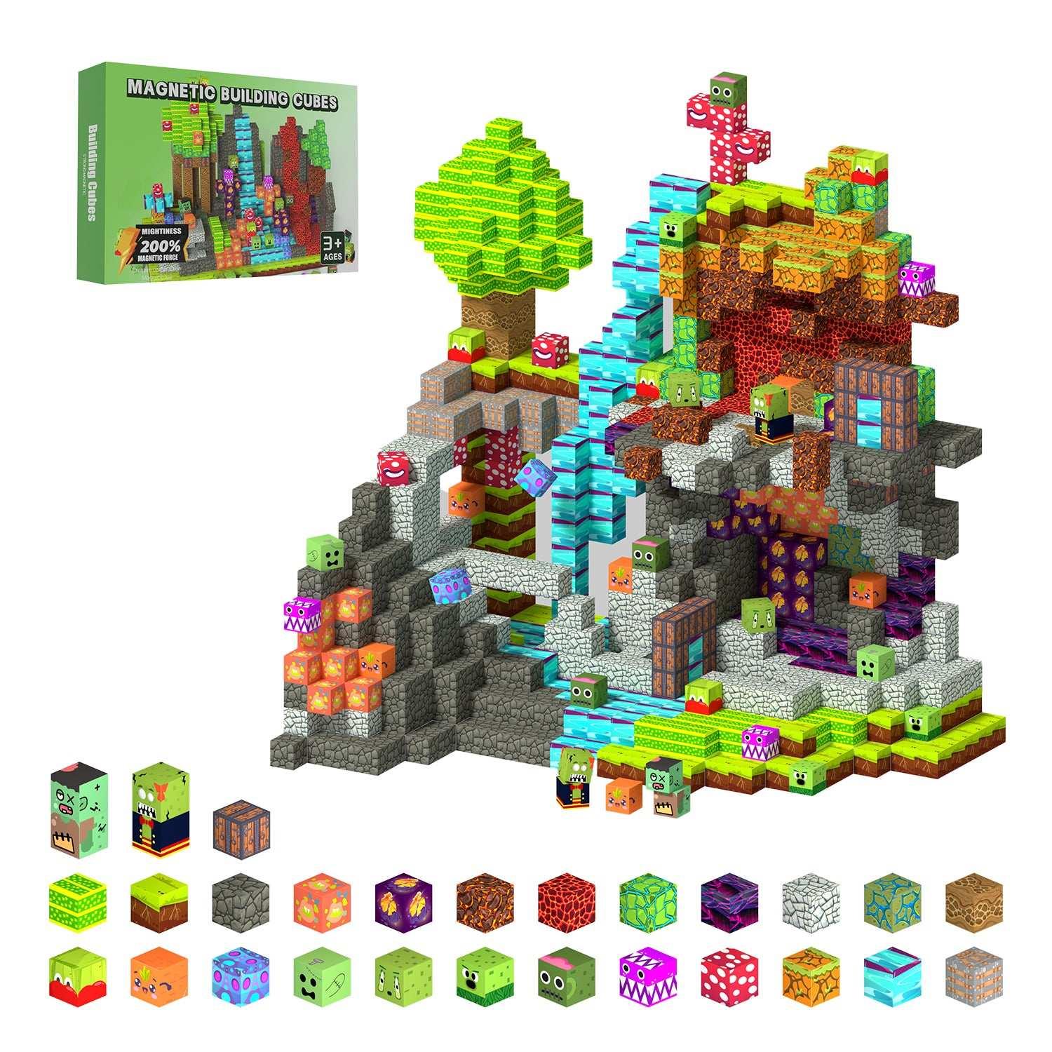 Plants vs. Zombies - 100/150 PCS Magnetic Building Blocks Cubes, Magnet Toys for Kids Age 3+, Toy Building Set for Kids, Magnets Stacking Construction Birthday Gifts for Boys Girls Age 4-8, 8-12