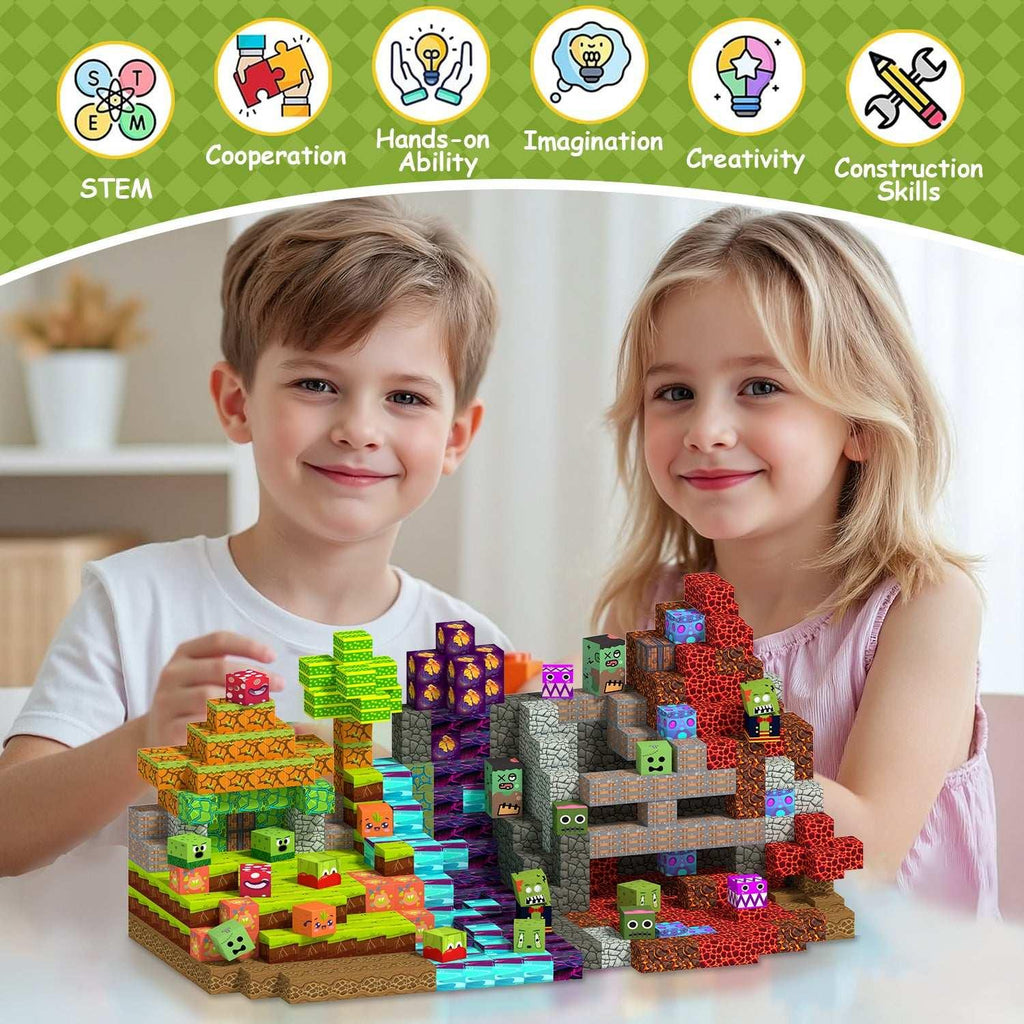 Plants vs. Zombies - 100/150 PCS Magnetic Building Blocks Cubes, Magnet Toys for Kids Age 3+, Toy Building Set for Kids, Magnets Stacking Construction Birthday Gifts for Boys Girls Age 4-8, 8-12