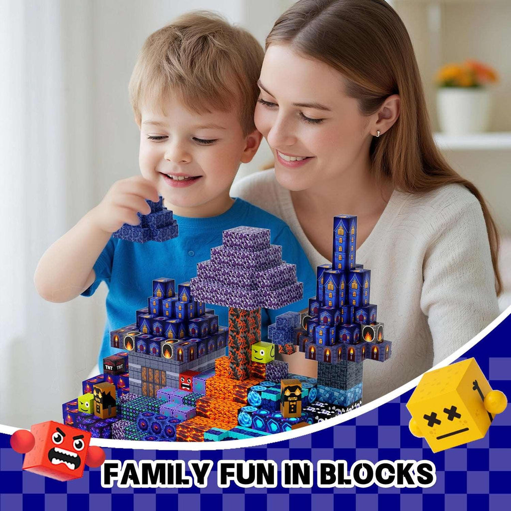 Blue Architecture Castle - 100/150 PCS Magnetic Building Blocks Cubes, Magnet Toys for Kids Age 3+, Toy Building Set for Kids, Magnets Stacking Construction Birthday Gifts for Boys Girls Age 4-8, 8-12