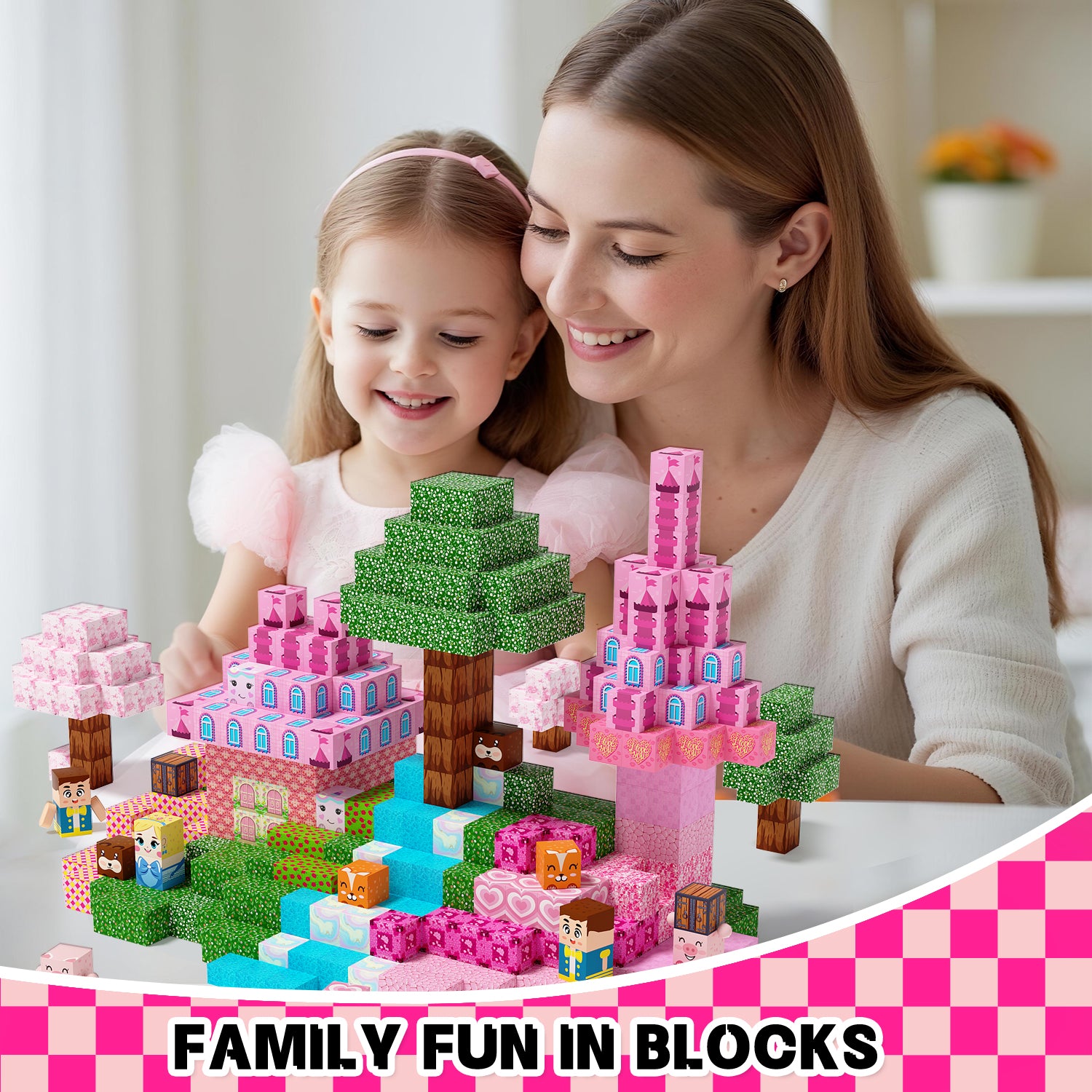 【Pink Princess Castle】- 100/150 PCS Magnetic Building Blocks Cubes, Magnet Toys for Kids Age 3+, Toy Building Set for Kids, Magnets Stacking Construction Toys Birthday Gifts for Boys Girls Age 4-8, 8-12